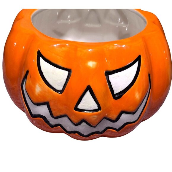 Davids Cookies Pumpkin Cookie Jar With Lid Orange & Green 8.5" Tall 8.5" Wide Ha - Picture 6 of 6